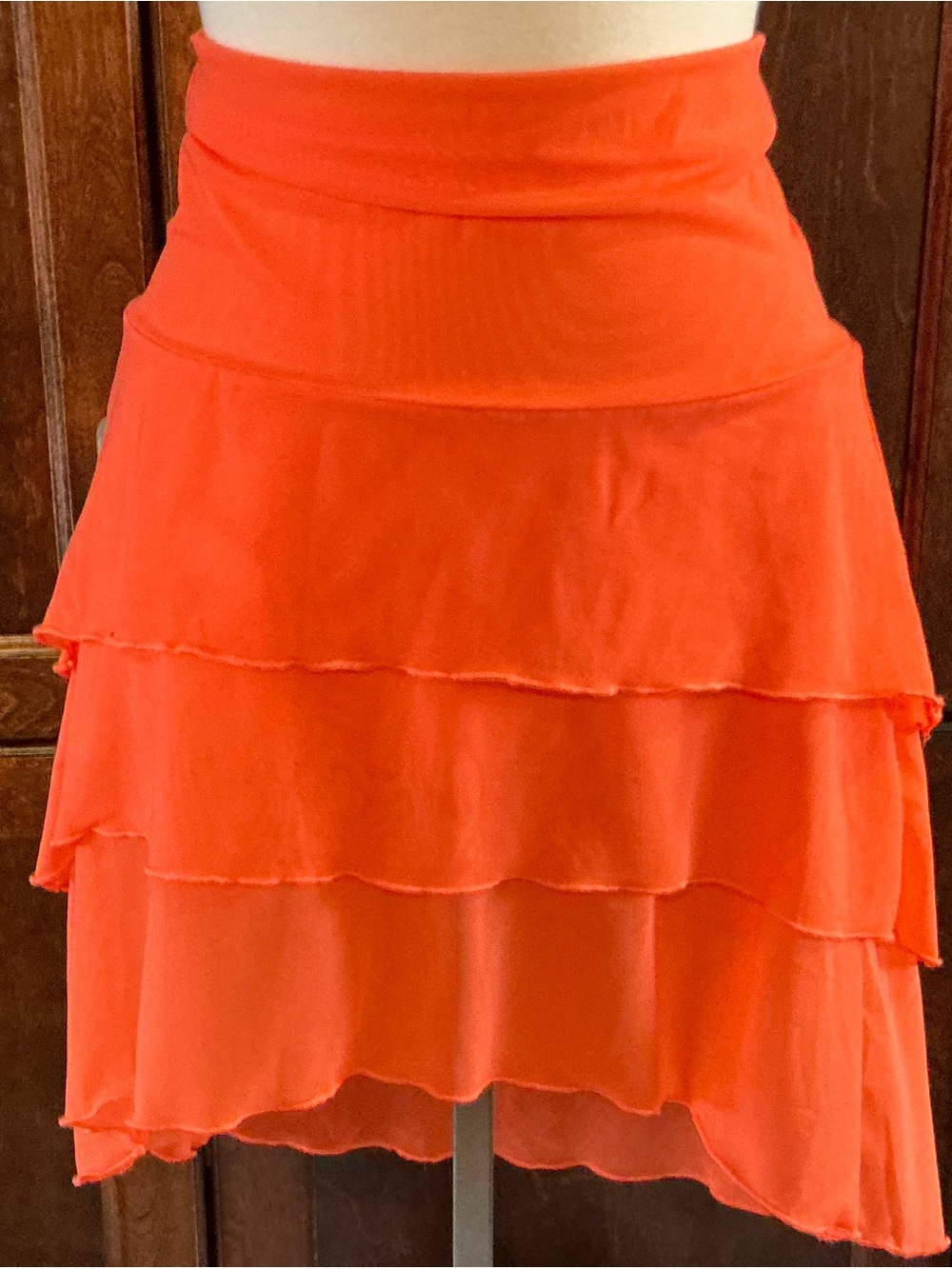 VENUS —Orange and Turquoise Tiered Ruffle Swim Coverup Skirt (2/4/1)